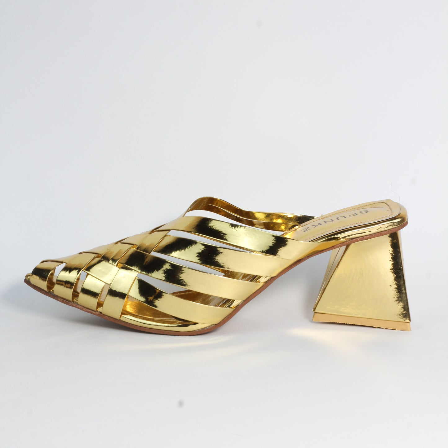Spunkz Alfie GOLD Signature Slip-Ons Triangle heel