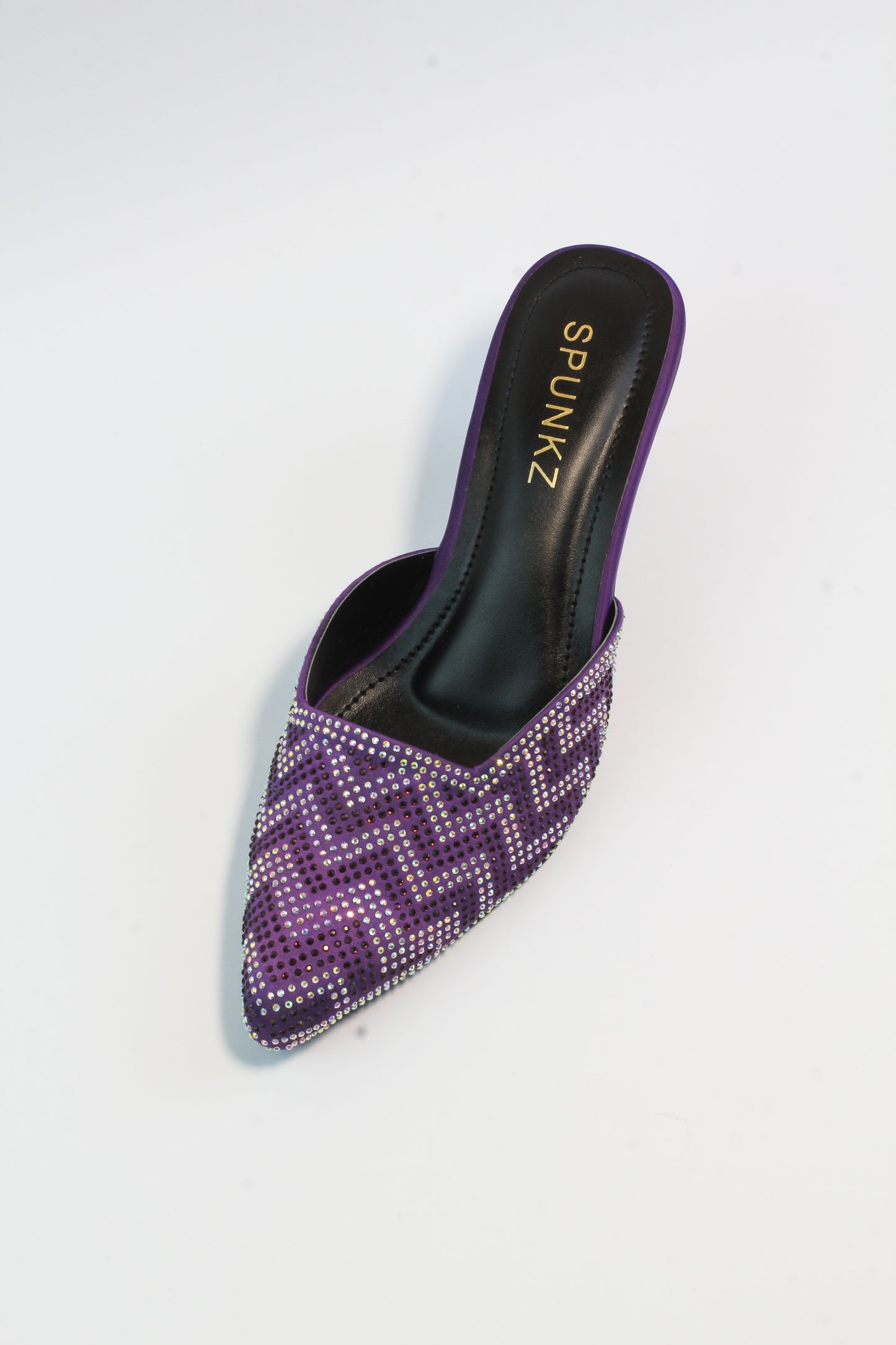 Lilac Diamond Stones Studded Embroidery Kitten Heel - Spunkz