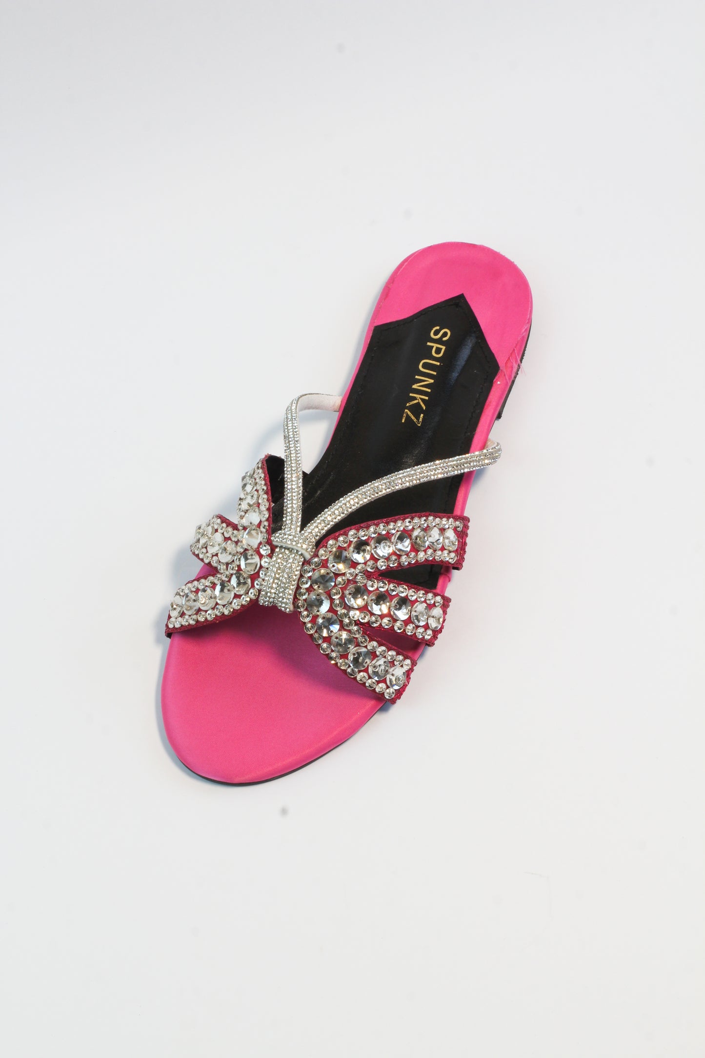 Norah Crystal Embellished Pink Slide Flats - Spunkz