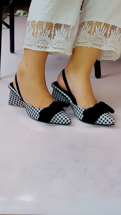 Spunkz Checkered Bow Knot Slingback Heels