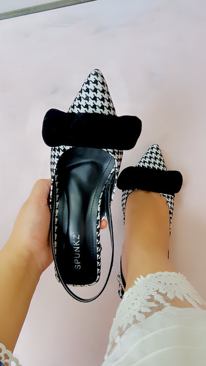 Spunkz Checkered Bow Knot Slingback Heels