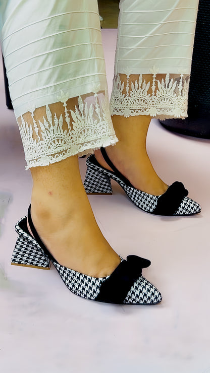 Spunkz Checkered Bow Knot Slingback Heels