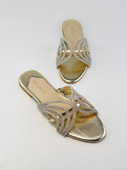 Golden Shiny Strap Slippers - Spunkz