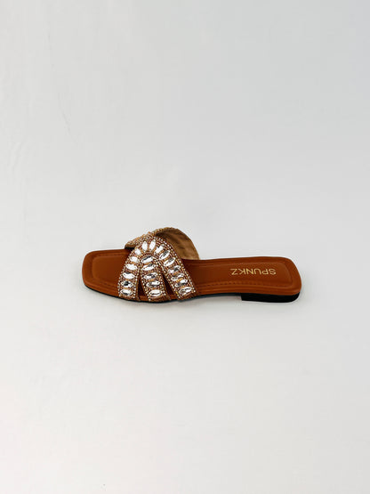Embellished Slippers (Brown)