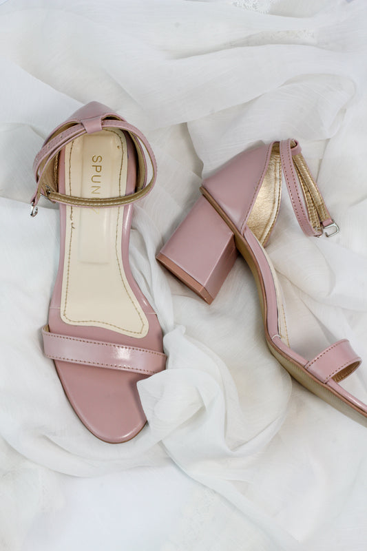 Liza Pink Ankle Strap Block Heel Sandals