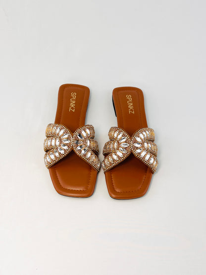 Embellished Slippers (Brown)