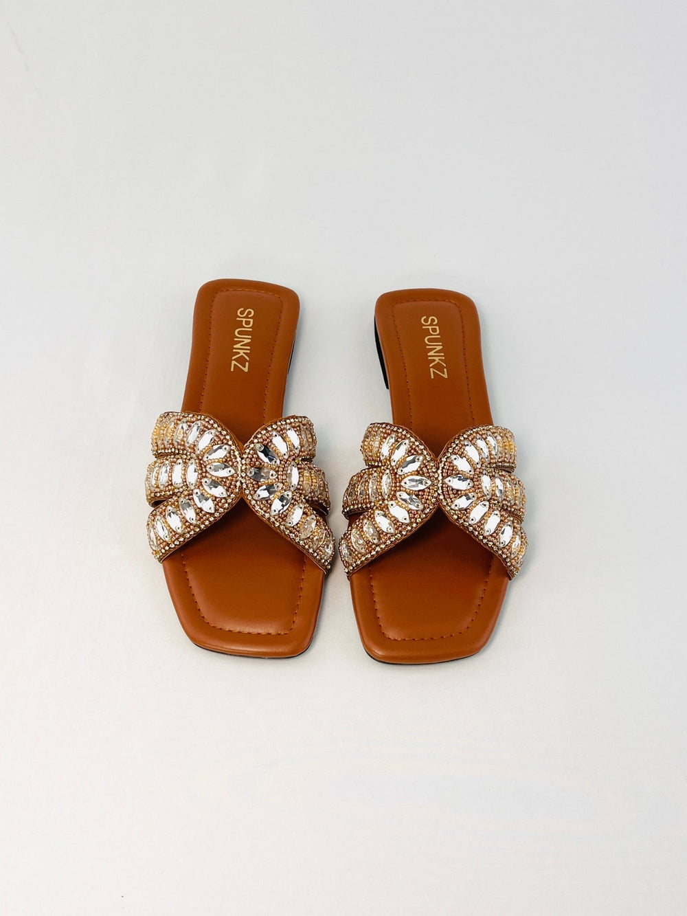 Embellished Slippers (Brown) - Spunkz