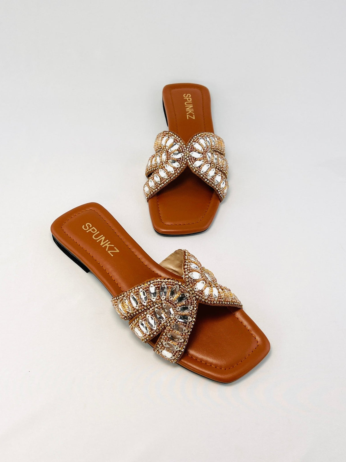 Embellished Slippers (Brown) - Spunkz