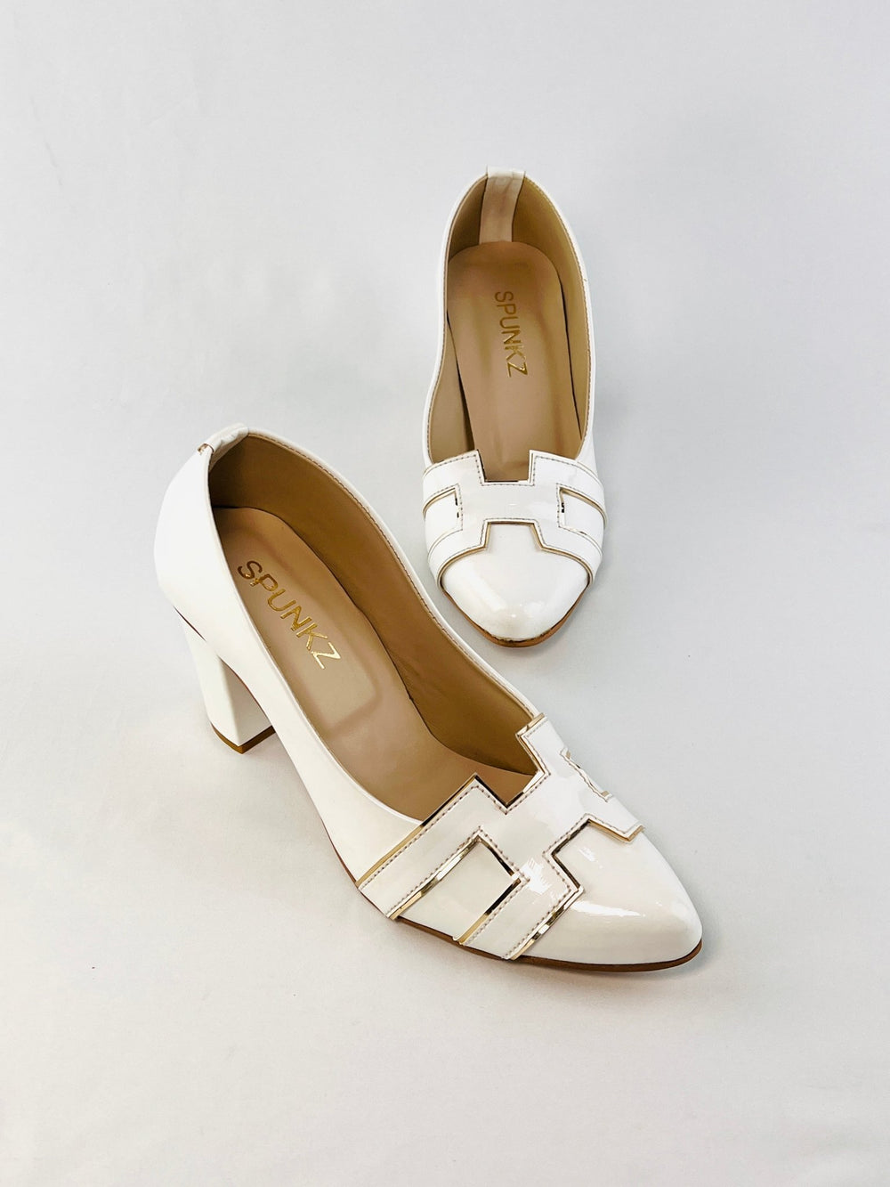 H - Style Court Shoes (White) - Spunkz
