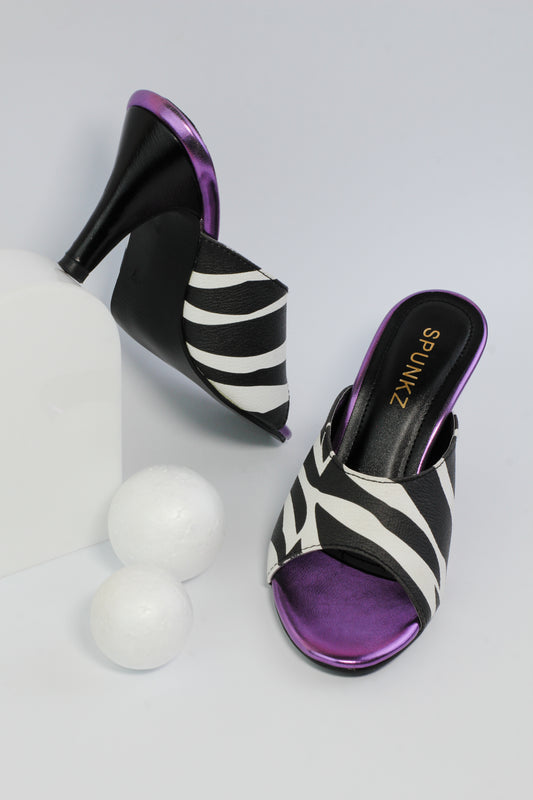 Spunkz Purple Shine Zebra Heel