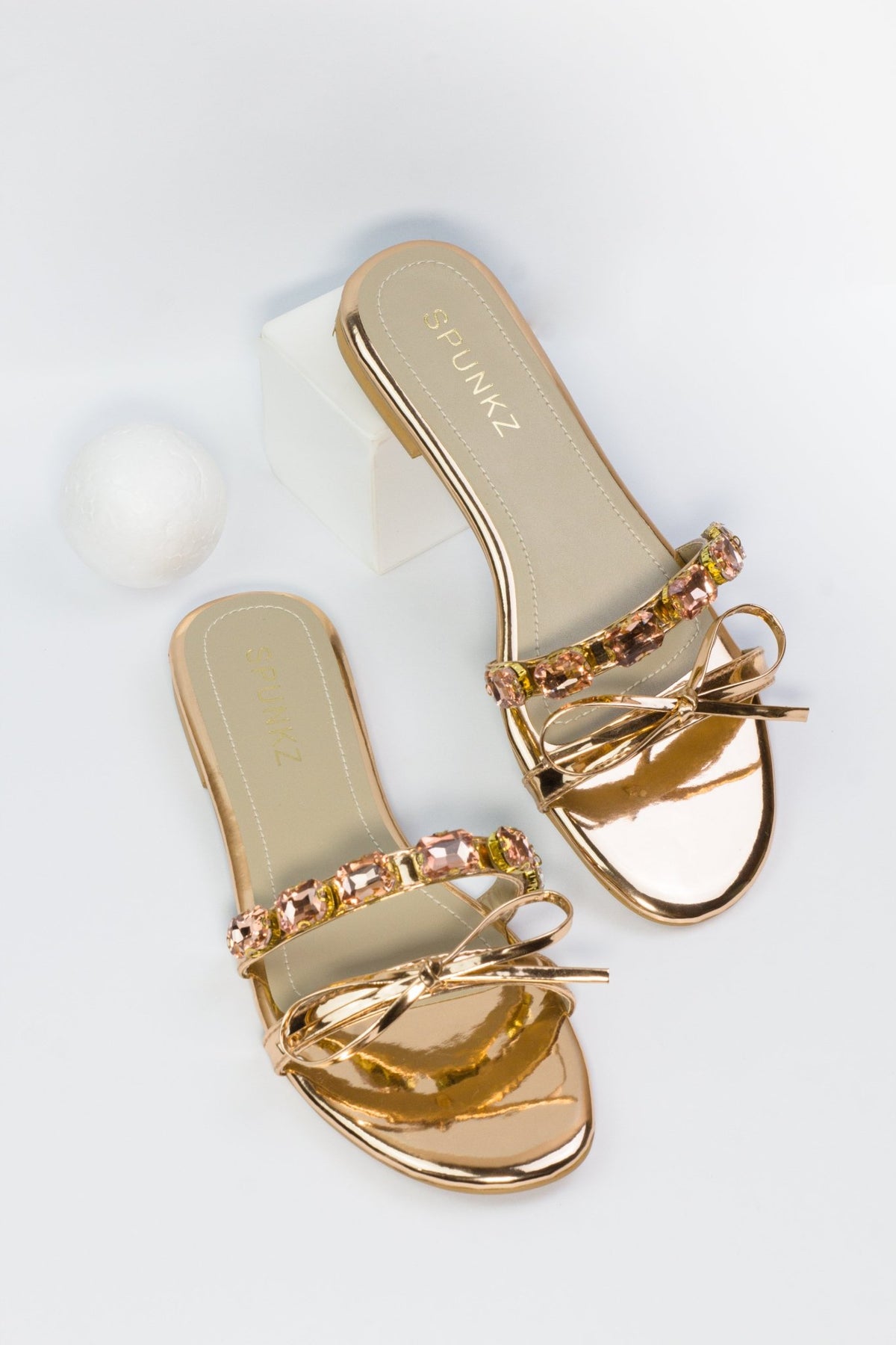 Myra Rose Gold Flat Slides (11070) - Spunkz