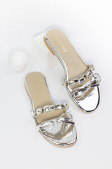 Myra Silver Flat Slippers (11070) - Spunkz