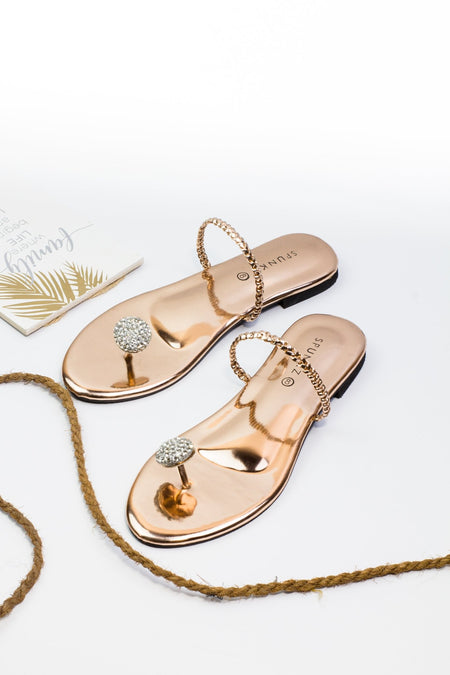 Zinia Rose Gold Flat Slipper (11016) - Spunkz