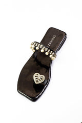 Zoe Black Slip On Flat Sandals (11072) - Spunkz