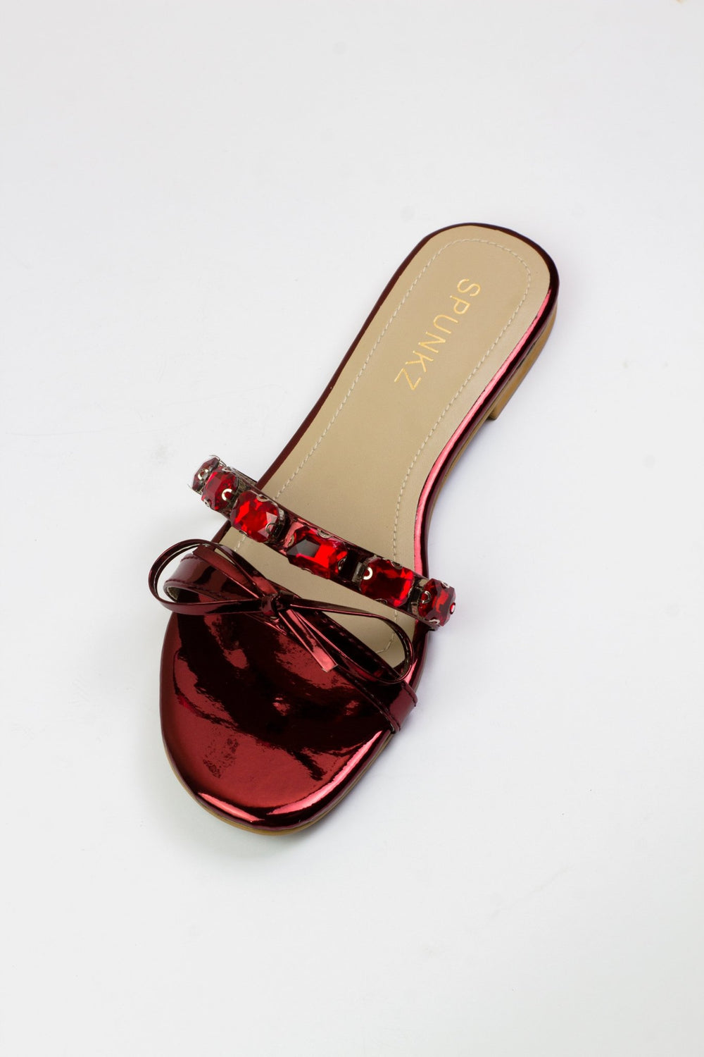 Myra Red Flat Slippers (11070) - Spunkz