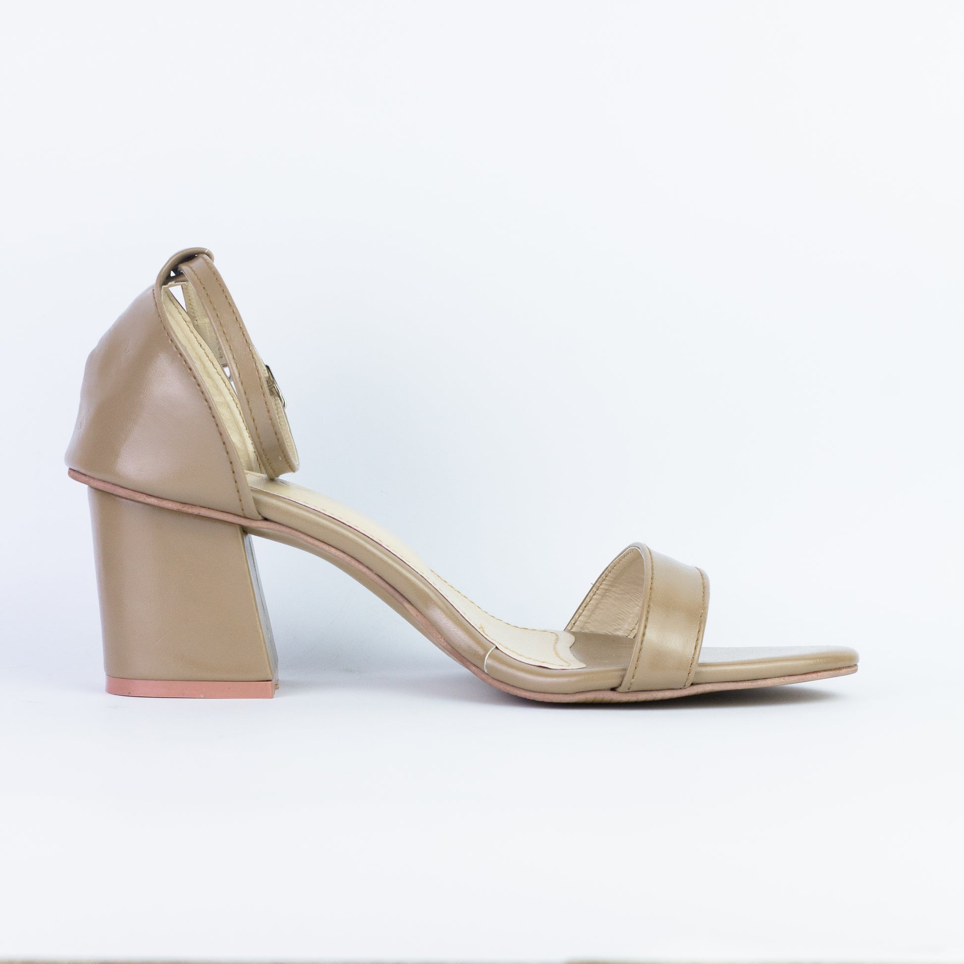 Liza Nude Chunky high Block Heel Sandal - Spunkz