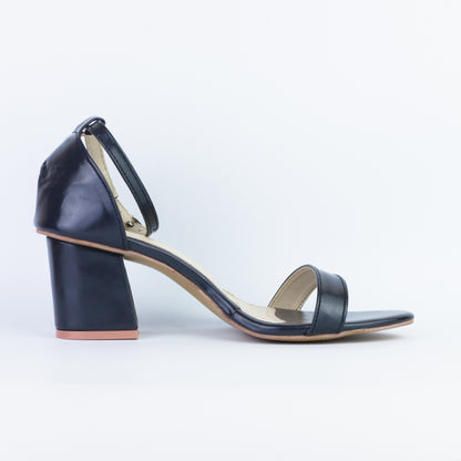 Liza Black Open Toe Chunky Block Heel Sandals - Spunkz