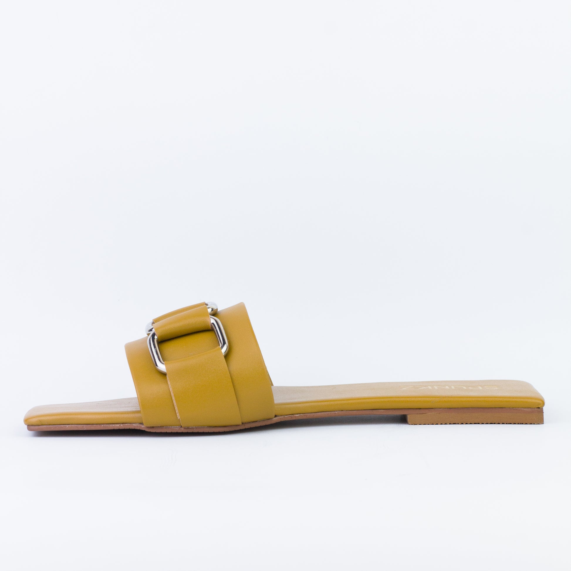 Ring Square Head Flat-Bottomed Mustard Flip Flops Slippers - Spunkz