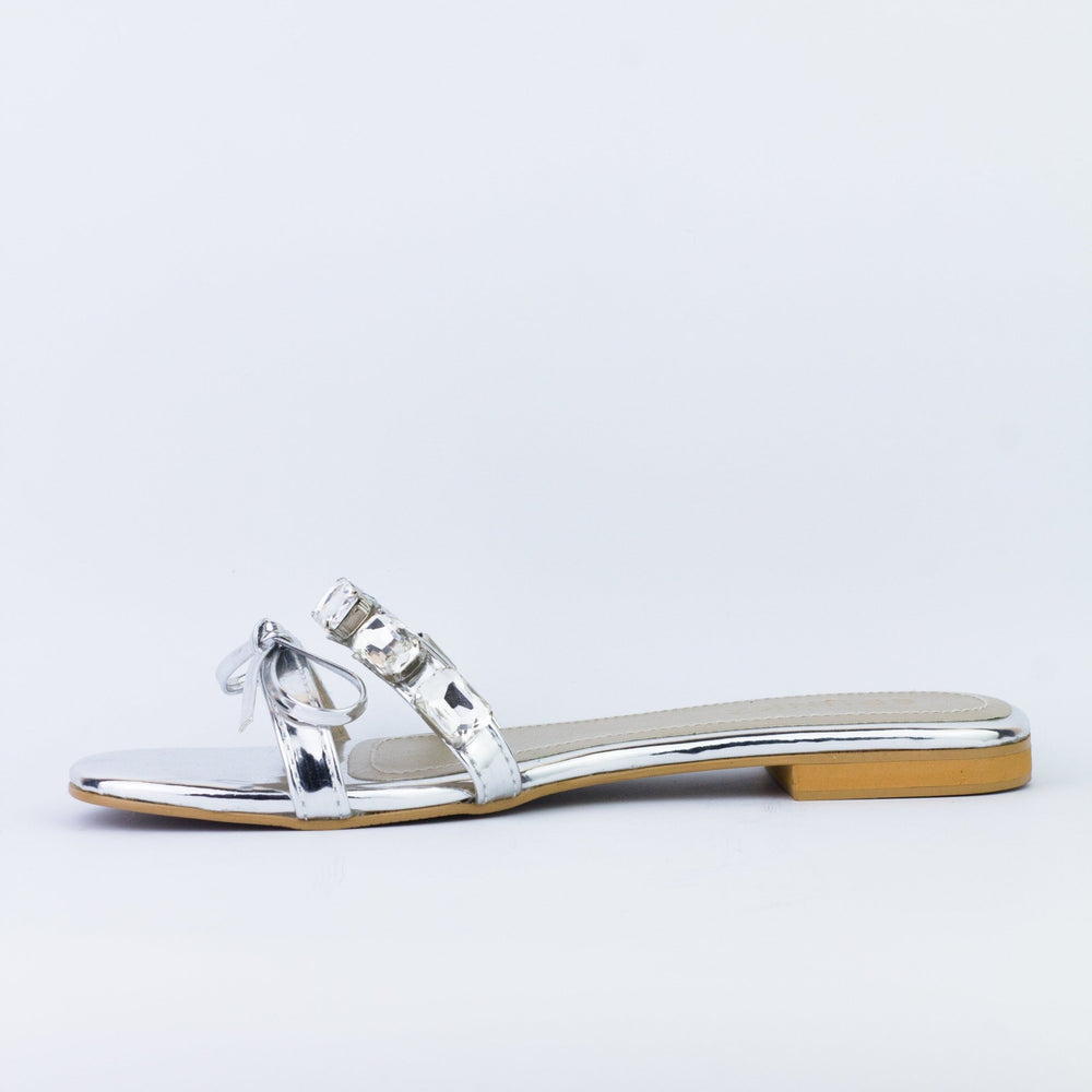 Myra Silver Flat Slippers (11070) - Spunkz