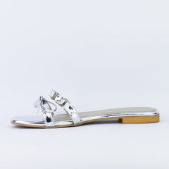 Myra Silver Flat Slippers (11070) - Spunkz