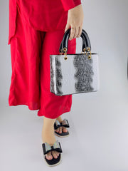 Shimmery Black Flat Sandals (11055) - Spunkz