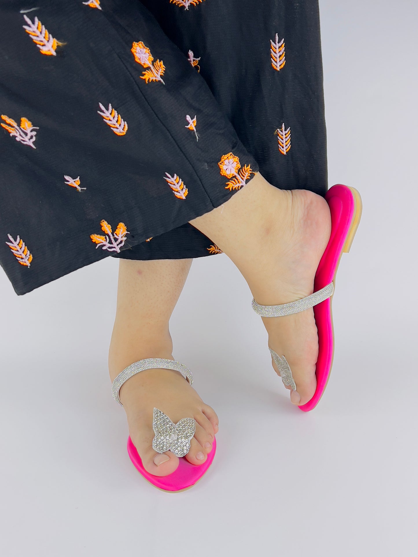 Spunkz Pink Sequins Butterfly Flats - Spunkz