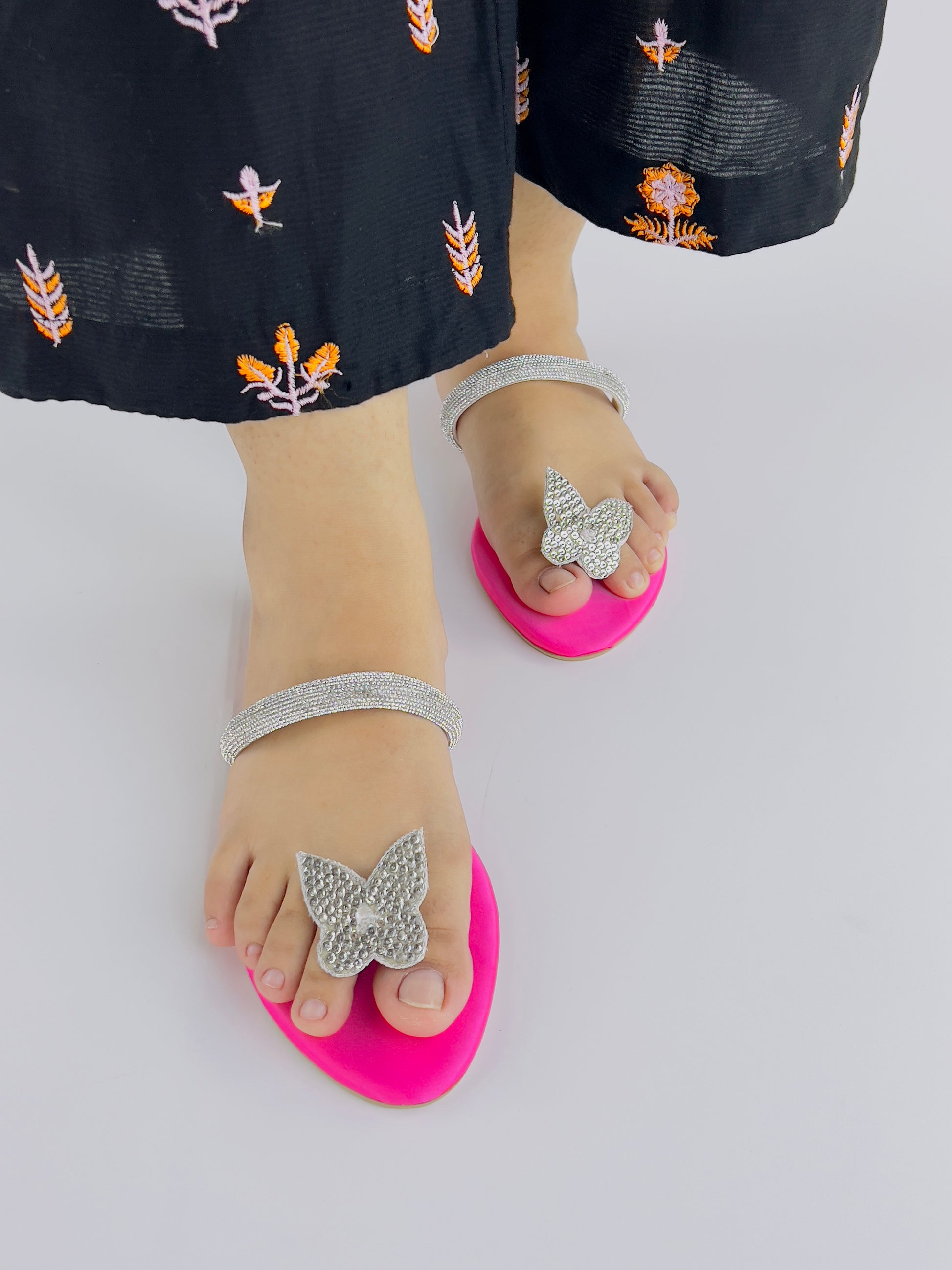 Spunkz Pink Sequins Butterfly Flats - Spunkz