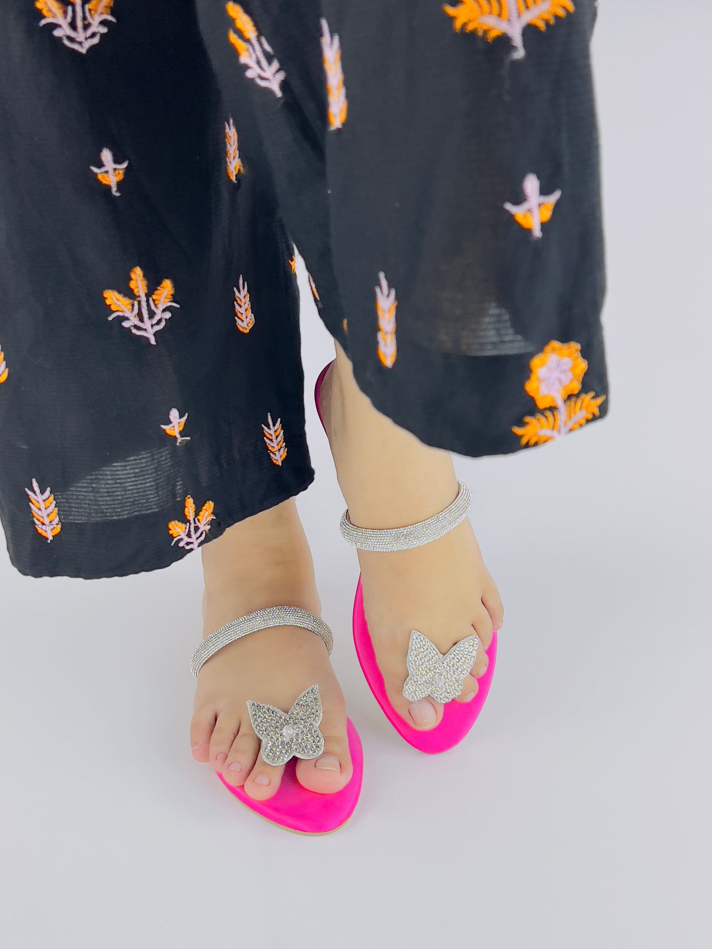 Spunkz Pink Sequins Butterfly Flats - Spunkz