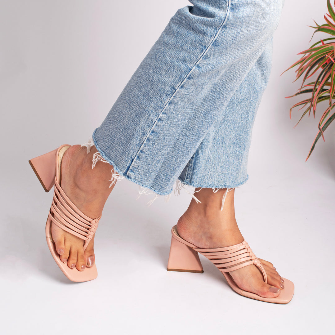 Multi Straps Heels (Pink)