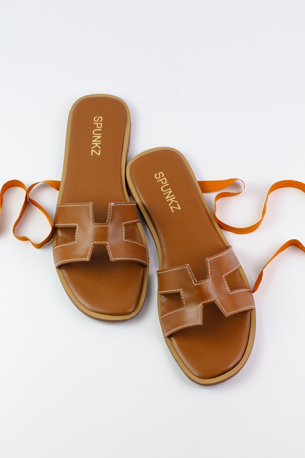 H Flat Brown Flat Sandals (11058) - Spunkz
