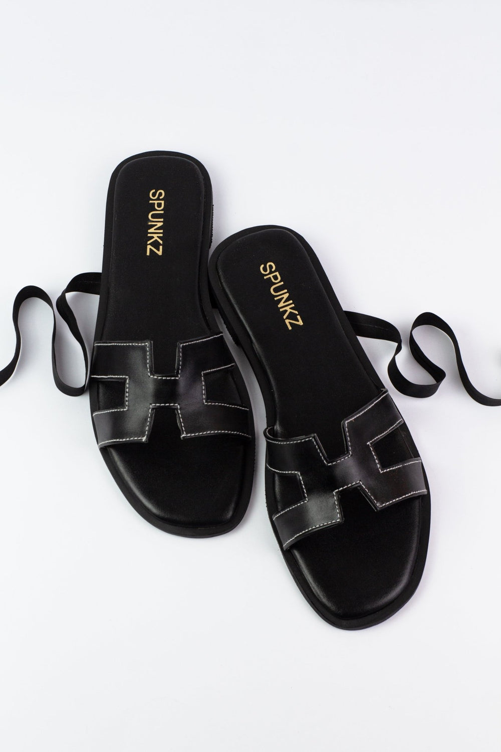 H Flat Black Slippers (11058) - Spunkz