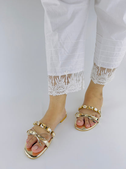 Spunkz Myra Embellished Mirrored Leather Flat Slides - Spunkz