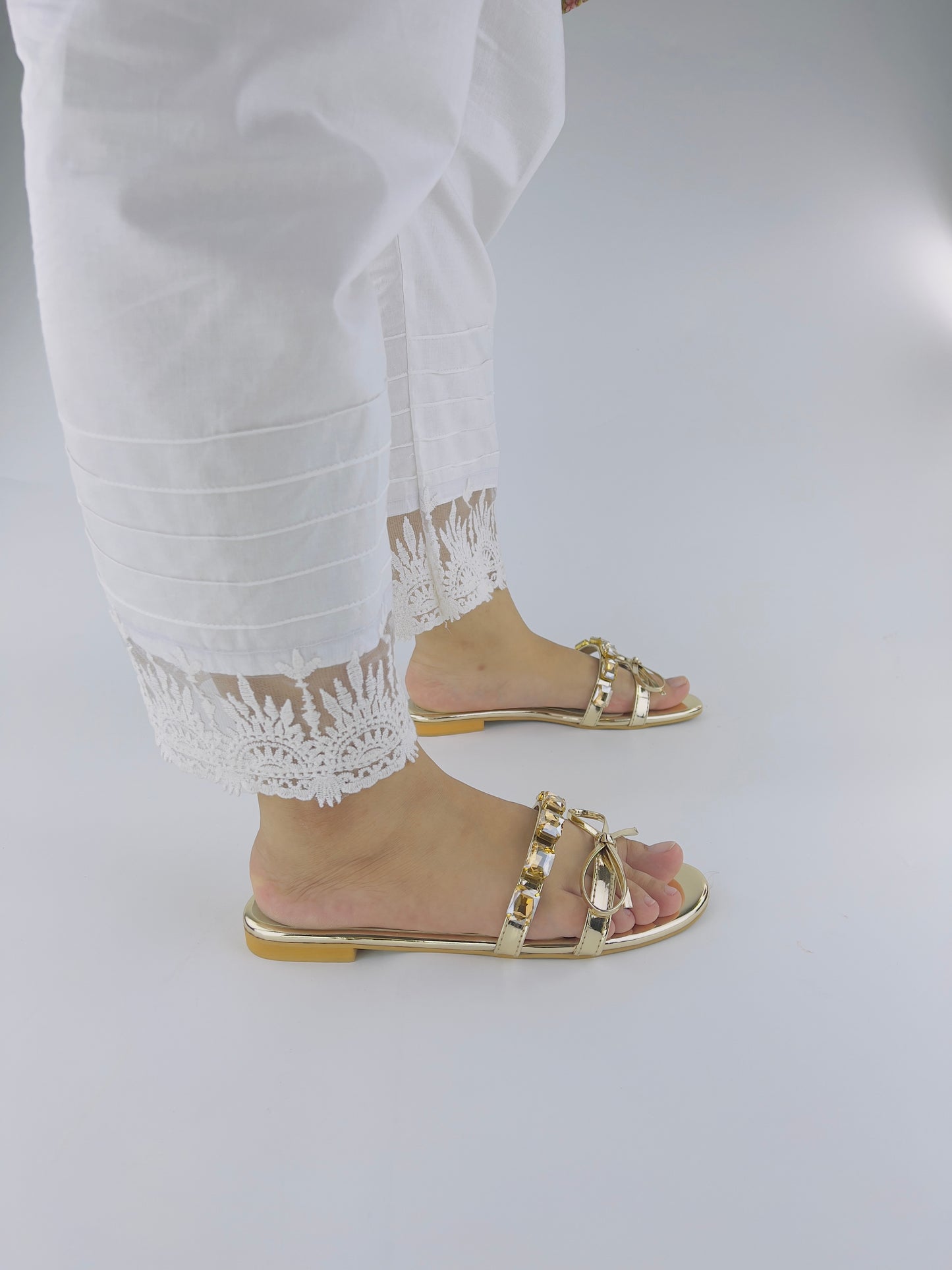 Spunkz Myra Embellished Mirrored Leather Flat Slides - Spunkz