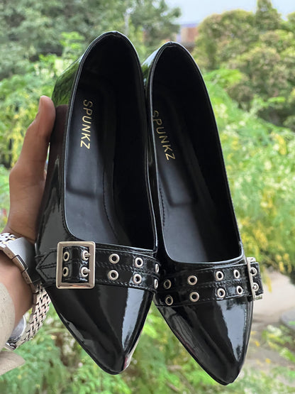 Spunkz Ballerina Black Patent Pump Shoes