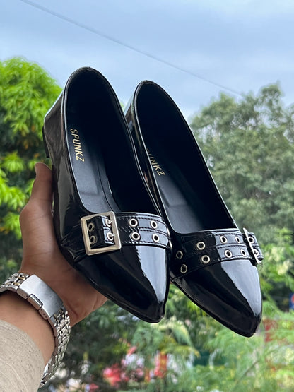 Spunkz Ballerina Black Patent Pump Shoes