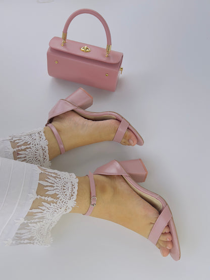 Liza Pink Ankle Strap Block Heel Sandals - Spunkz