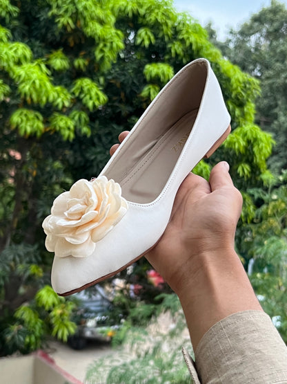 Spunkz Silk Flower Ballet Flats Wedding Shoes