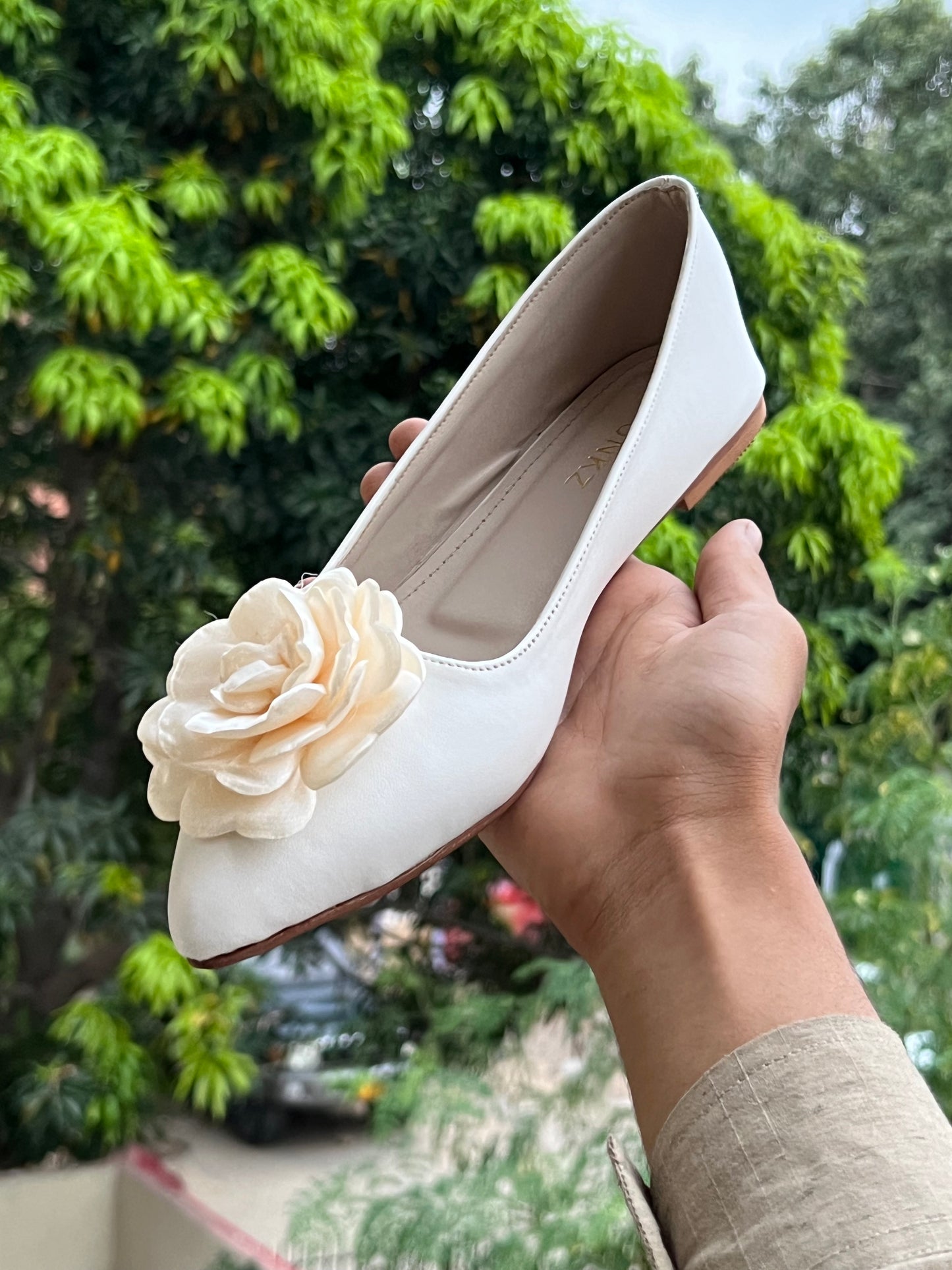 Spunkz Silk Flower Ballet Flats Wedding Shoes