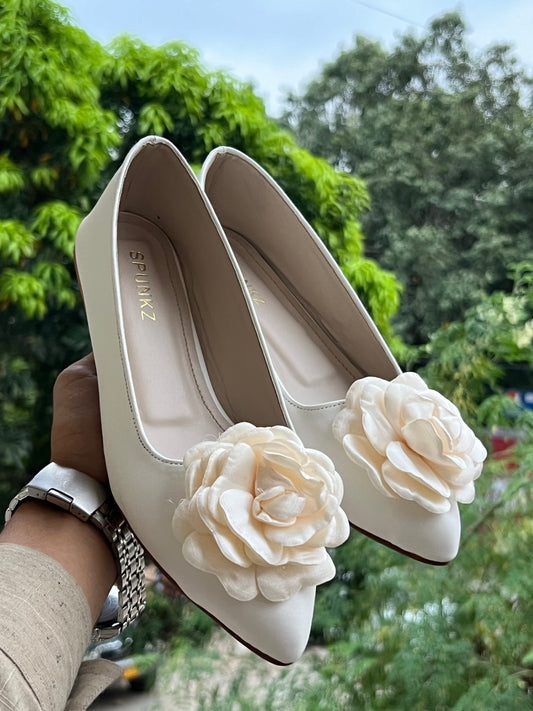 Spunkz Silk Flower Ballet Flats Wedding Shoes