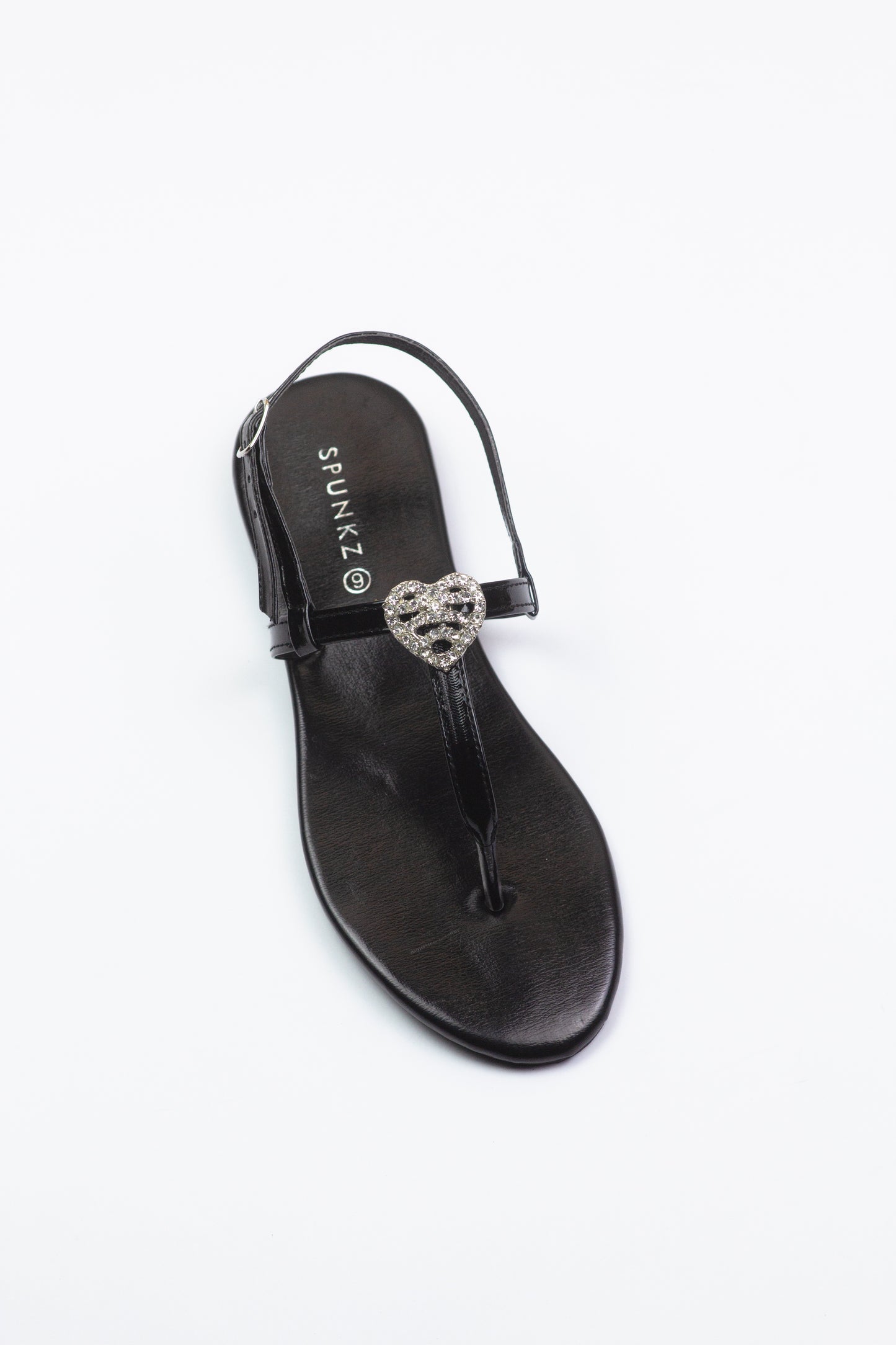 Anya Metallic Black T-Strap Flat Flip Flop Thong Sandals - Spunkz