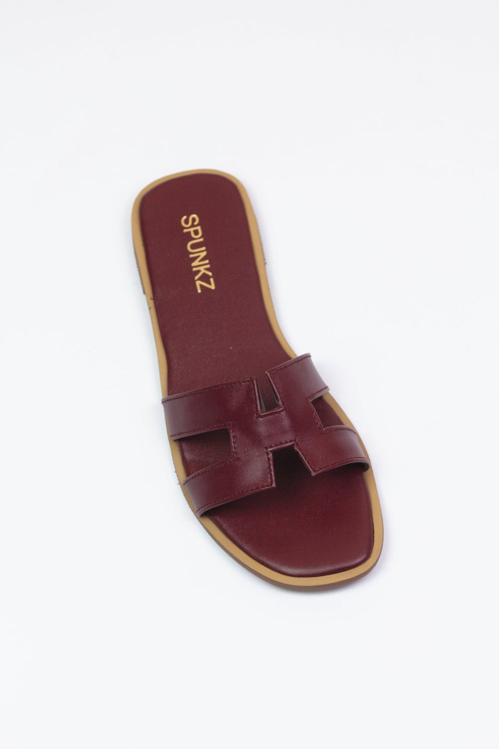 H Flat Maroon Flat Sandals (11058) - Spunkz