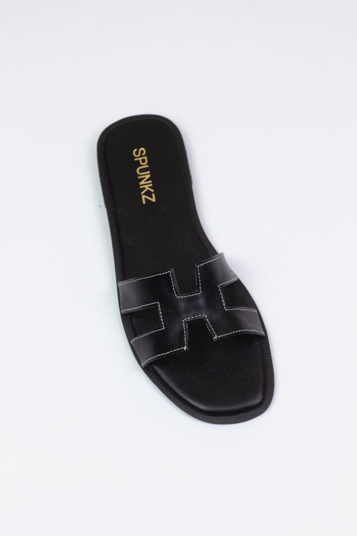 H Flat Black Slippers (11058) - Spunkz