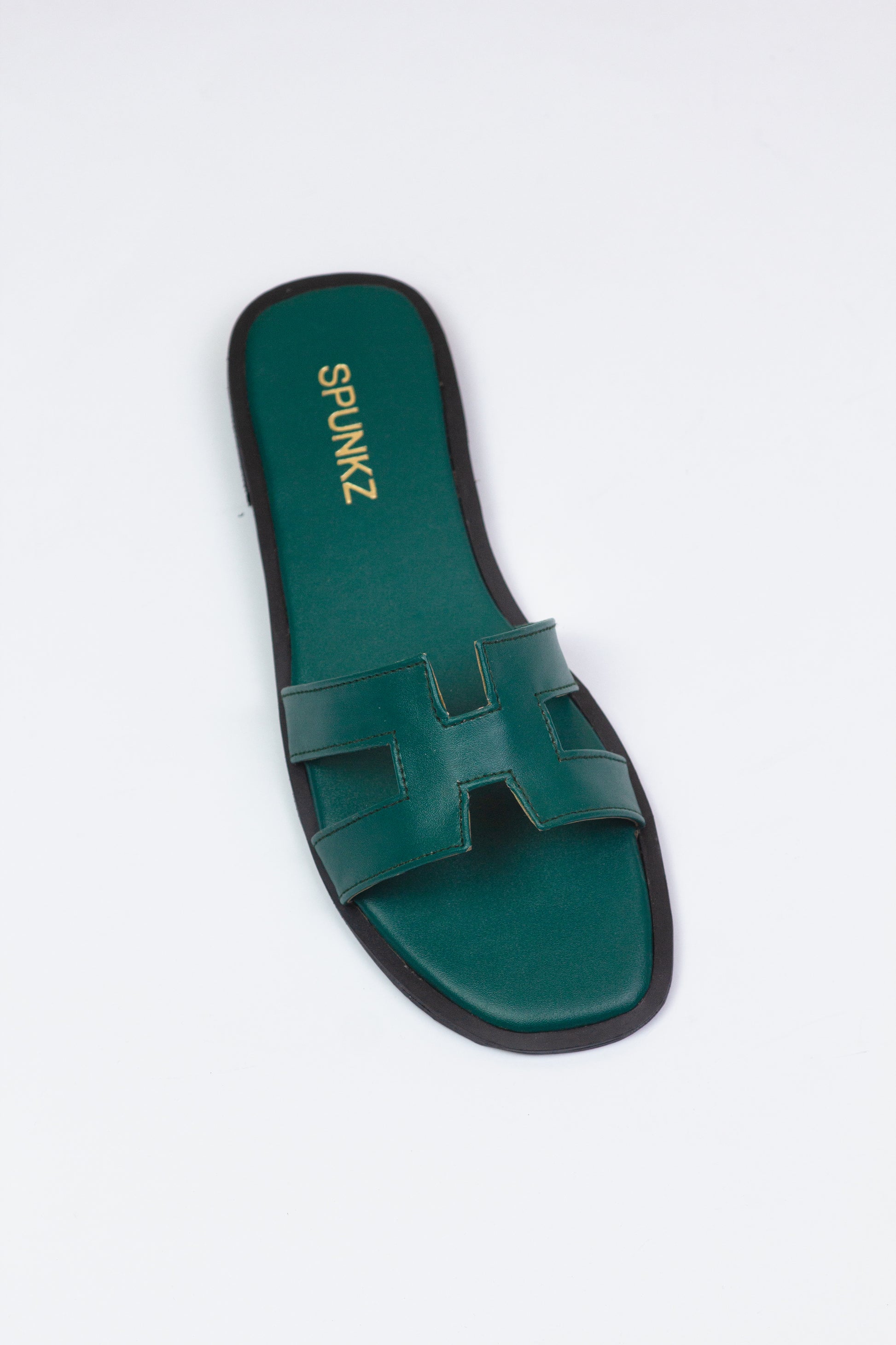 Hania H Style Green Iconic Oran Flat Slides - Spunkz