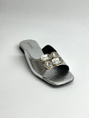 Silver Crocs Diamond Flats - Spunkz