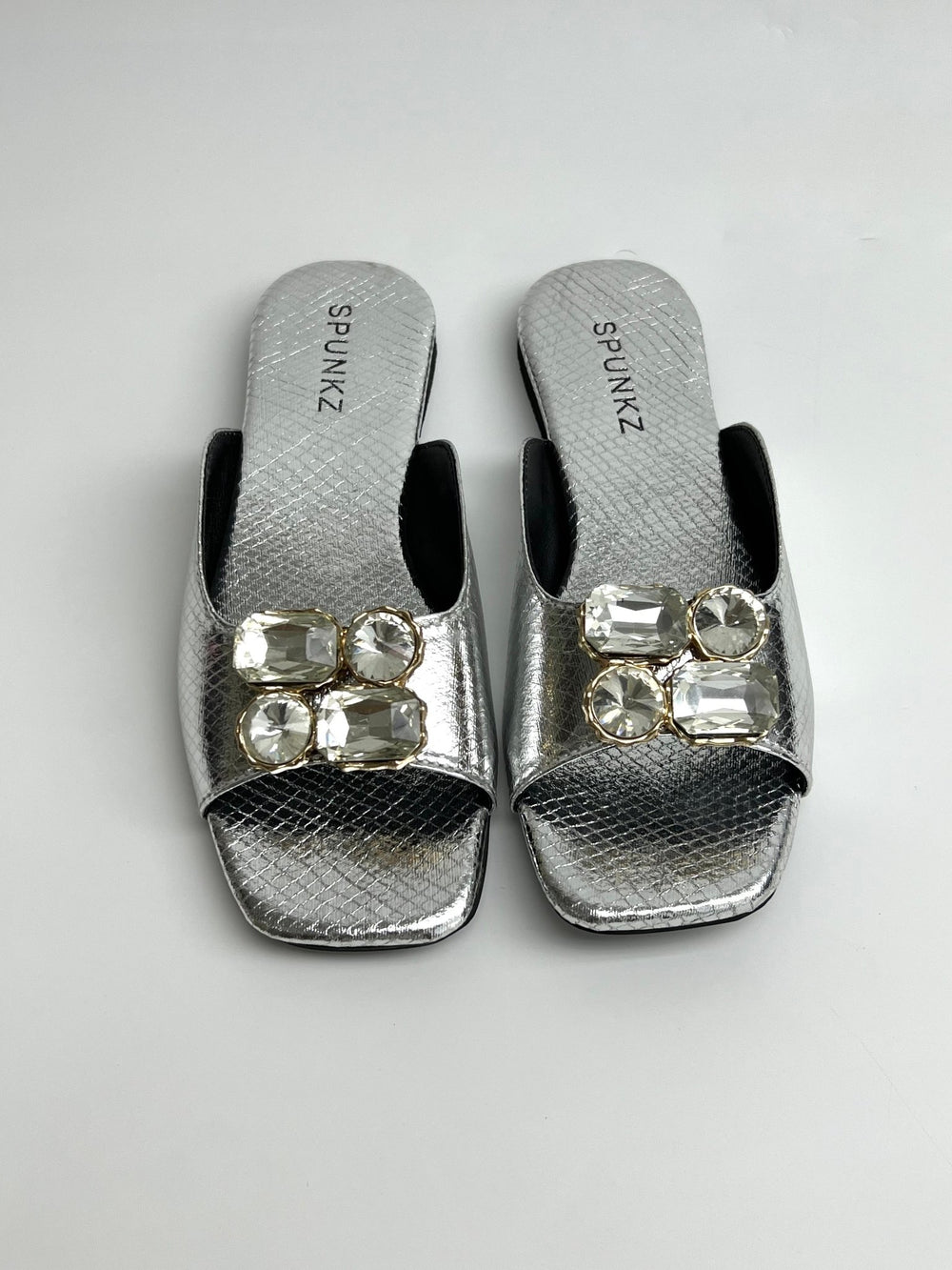 Silver Crocs Diamond Flats - Spunkz