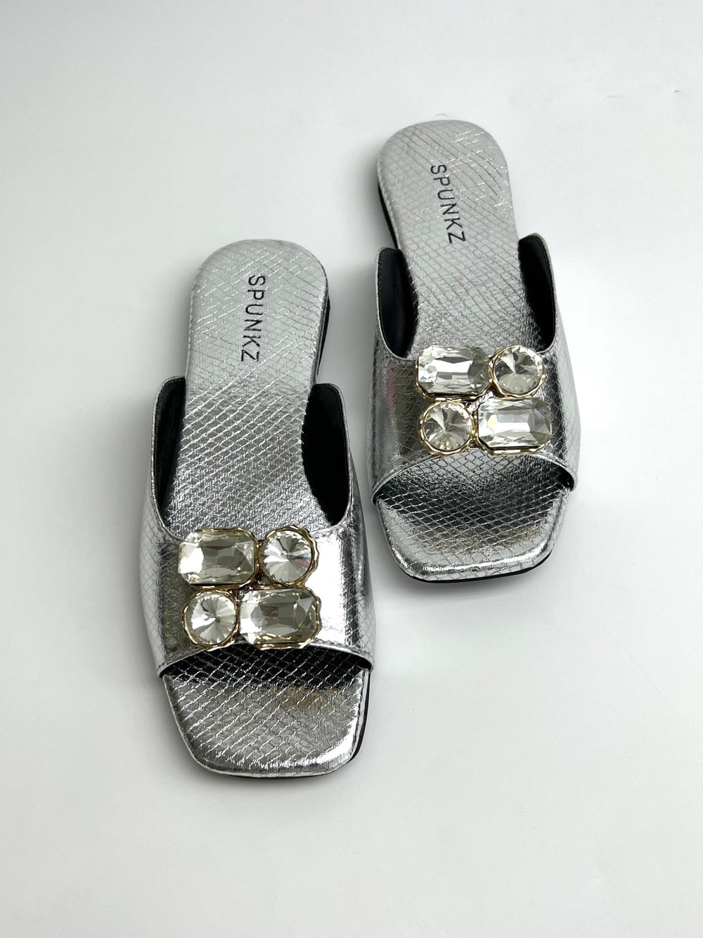 Silver Crocs Diamond Flats - Spunkz