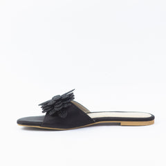 Melena Black Flat Slides (11030) - Spunkz