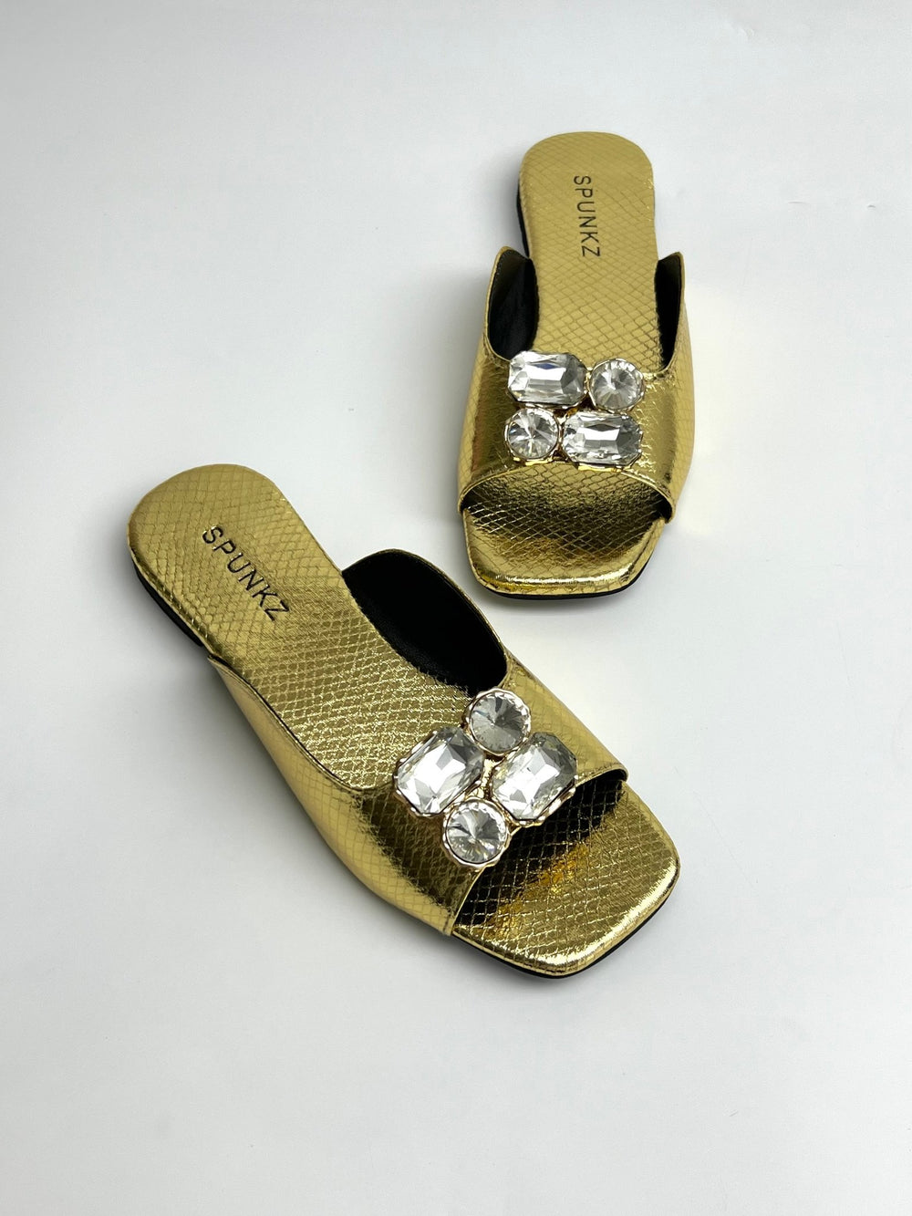 Gold Corcs Spunkz Gold Crocs Diamond Flat Slippers for girls in Pakistan