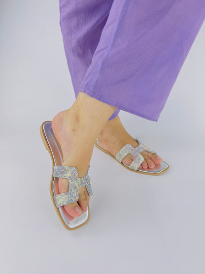 Spunkz Oran Silver Crystal Sandals - Spunkz