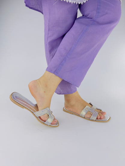 Spunkz Oran Silver Crystal Sandals - Spunkz